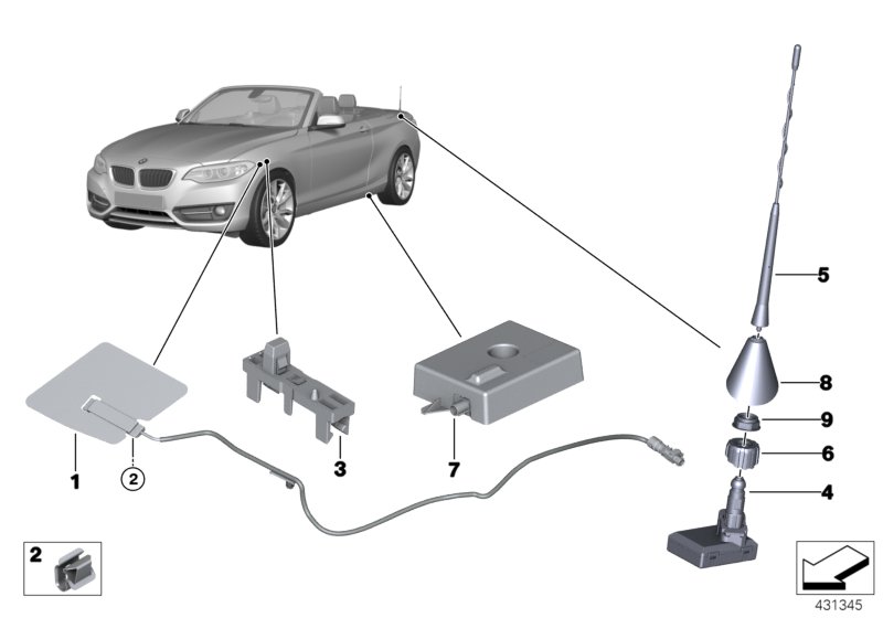 Single parts, telephone aerial