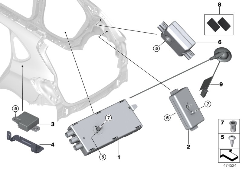 Components, antenna amplifier