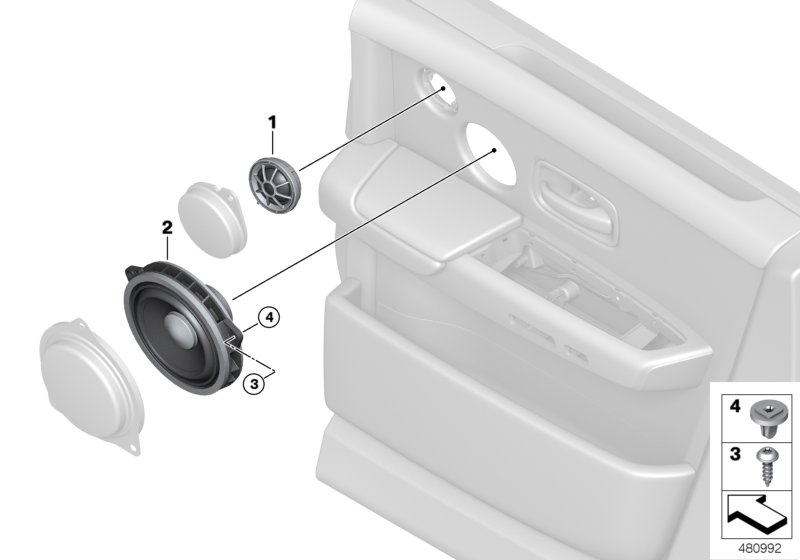 Single parts f rear door loudspeaker