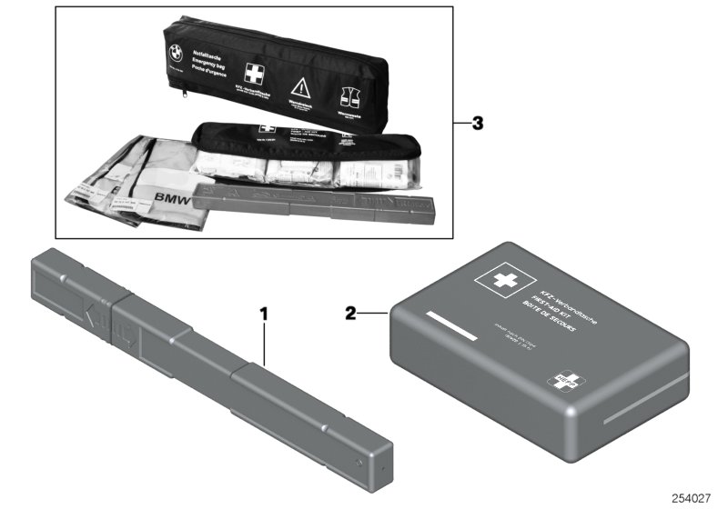 Warning triangle/First aid kit/-cushion