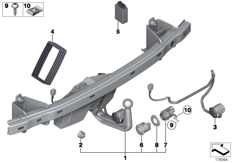 Trailer tow hitch, electrically pivoted