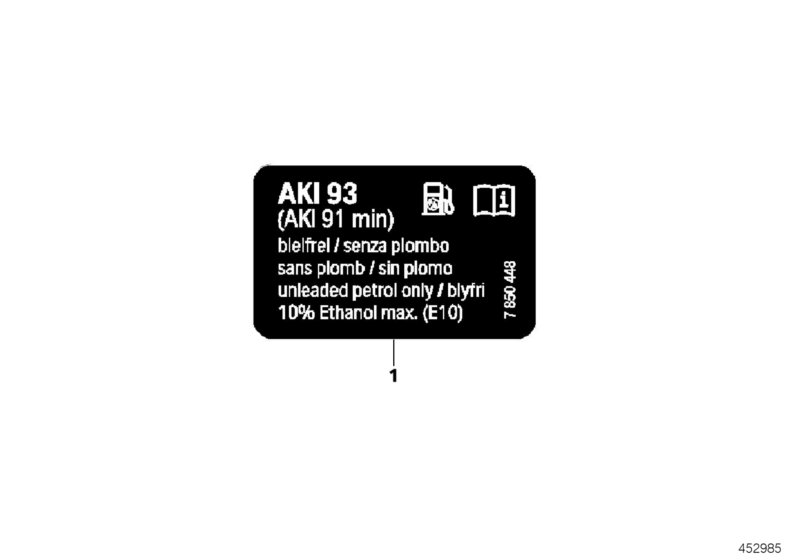 Information plate, fuel