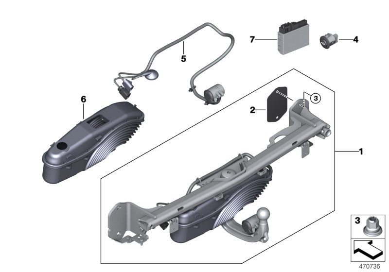 Trailer tow hitch, electrically pivoted
