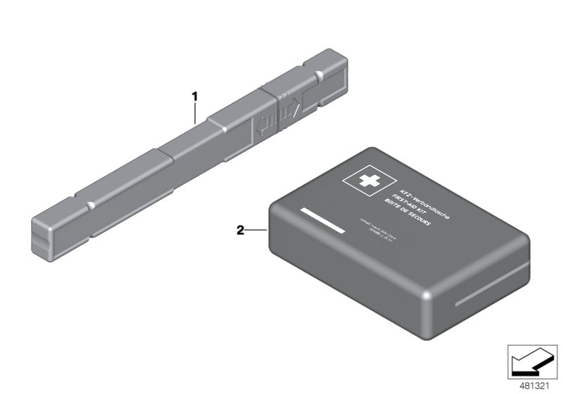 Warning triangle and first aid kit