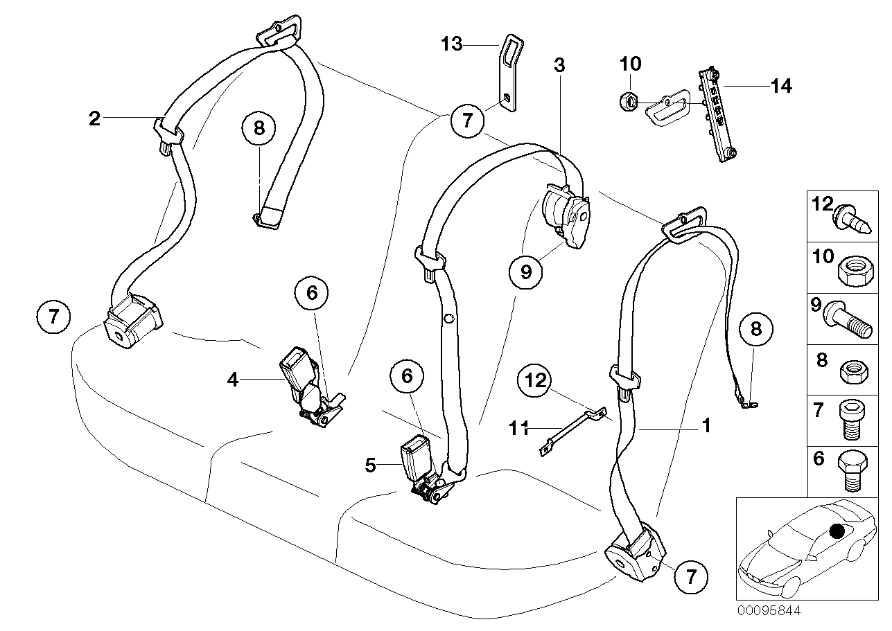 Safety belt rear