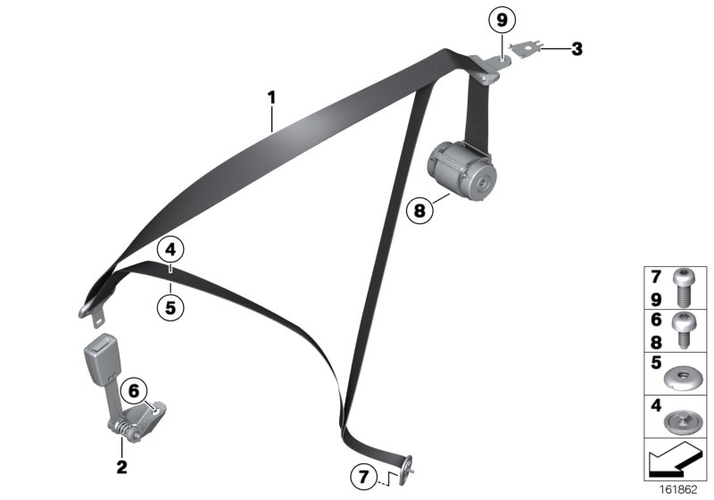 Safety belt, rear