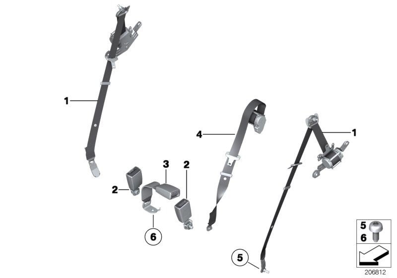 Safety belt, rear