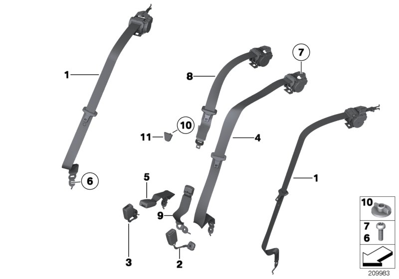 Safety belt, rear