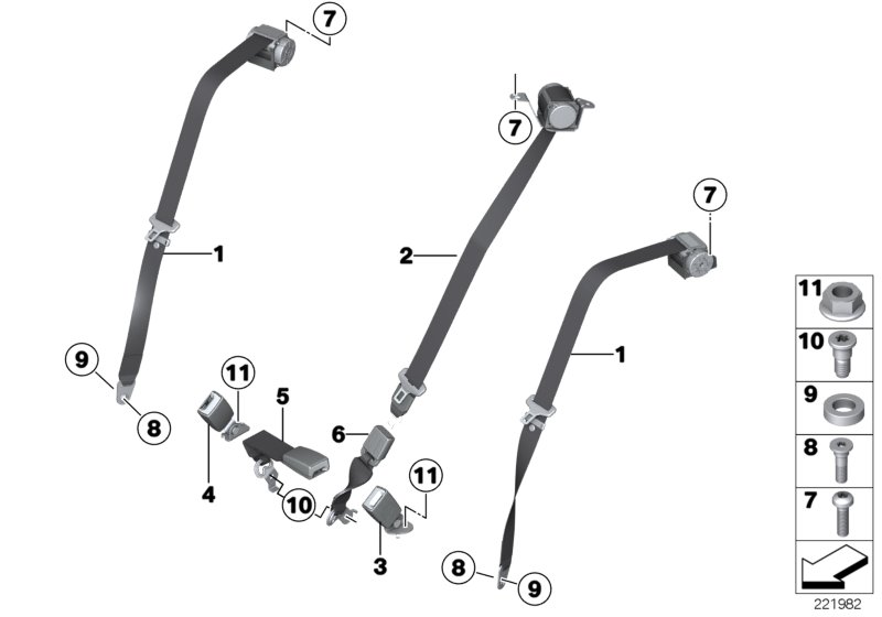 Safety belt, rear
