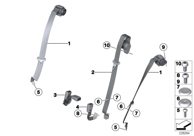 Safety belt, rear