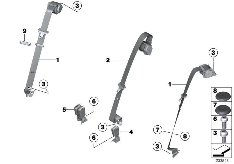 Safety belt, rear