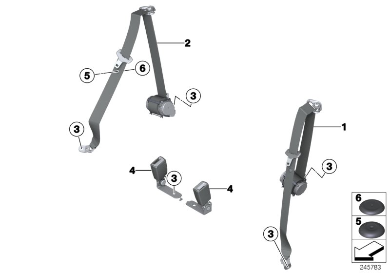 Safety belt, rear
