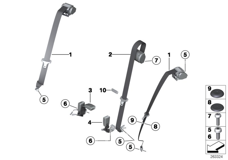 Safety belt, rear