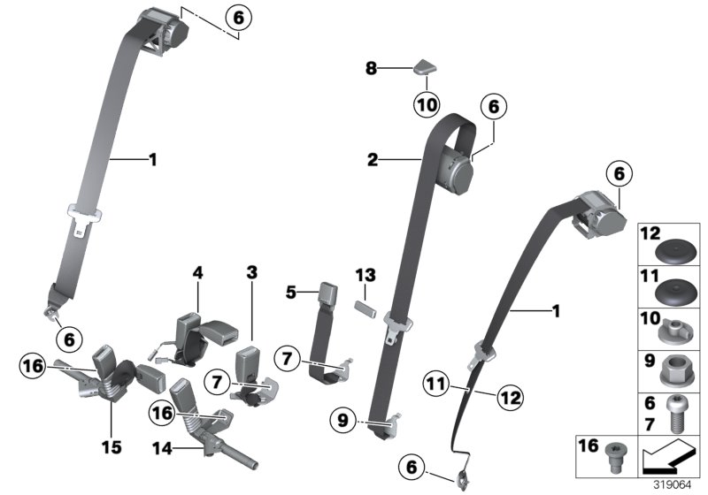 Safety belt, rear