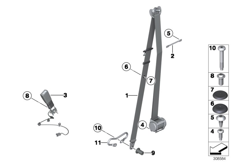 Safety belt front
