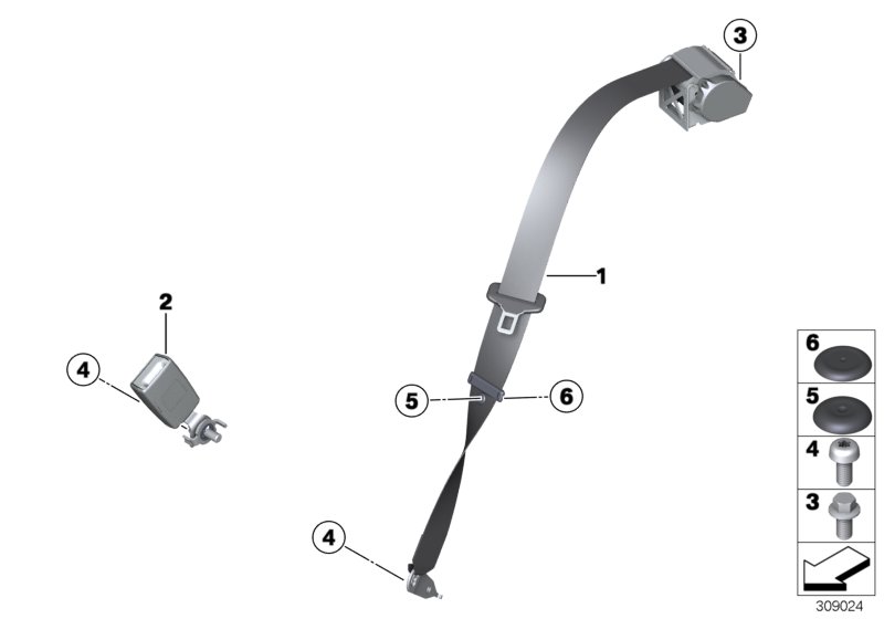 Safety belt, rear