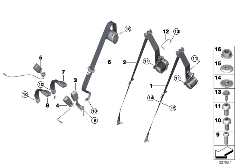 Rear seat belt, basic