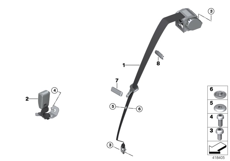 Safety belt, rear