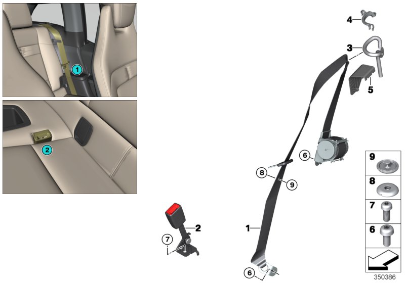 Safety belt, rear
