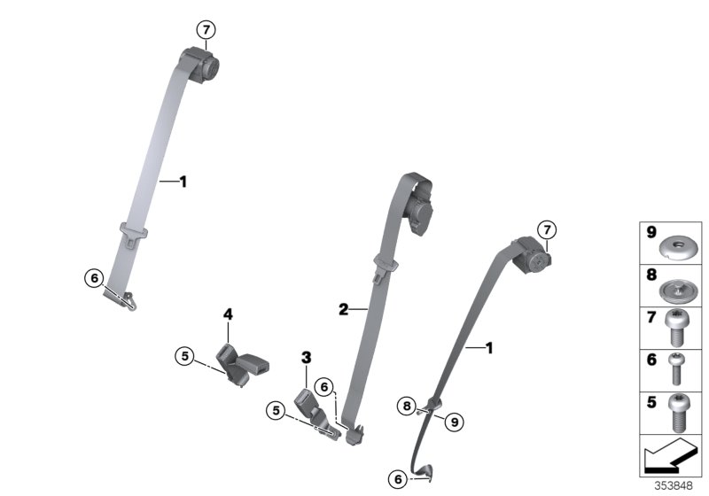Safety belt, rear