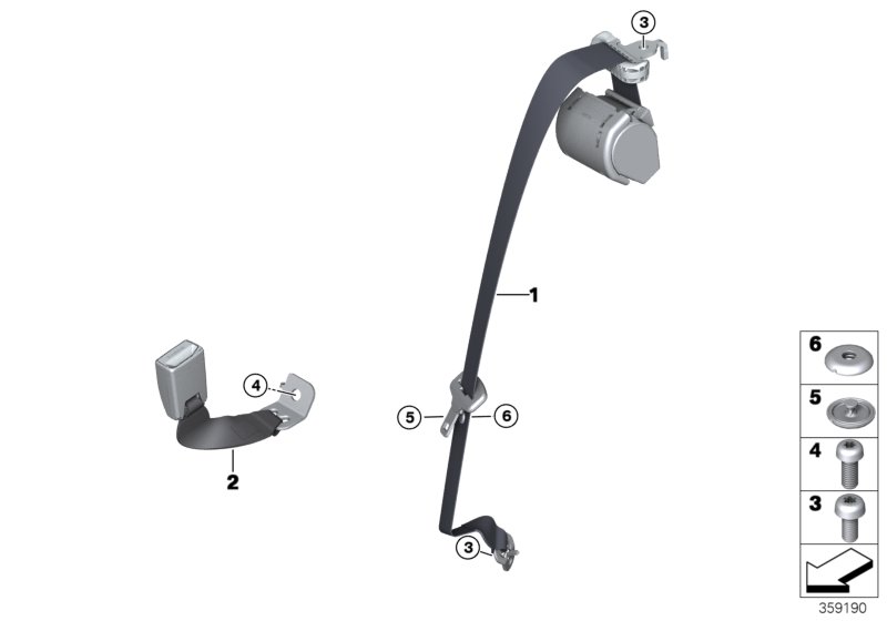 Safety belt, rear