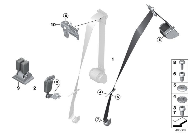Safety belt, rear