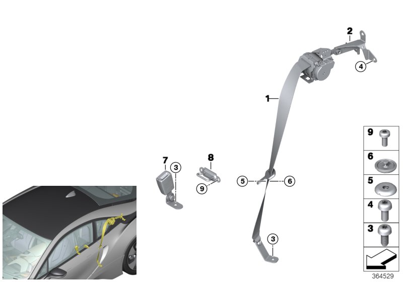 Safety belt, rear