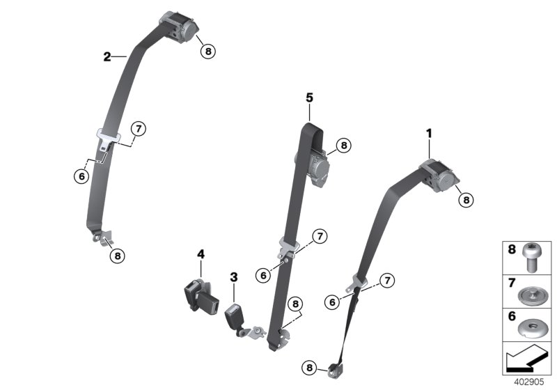 Safety belt, rear