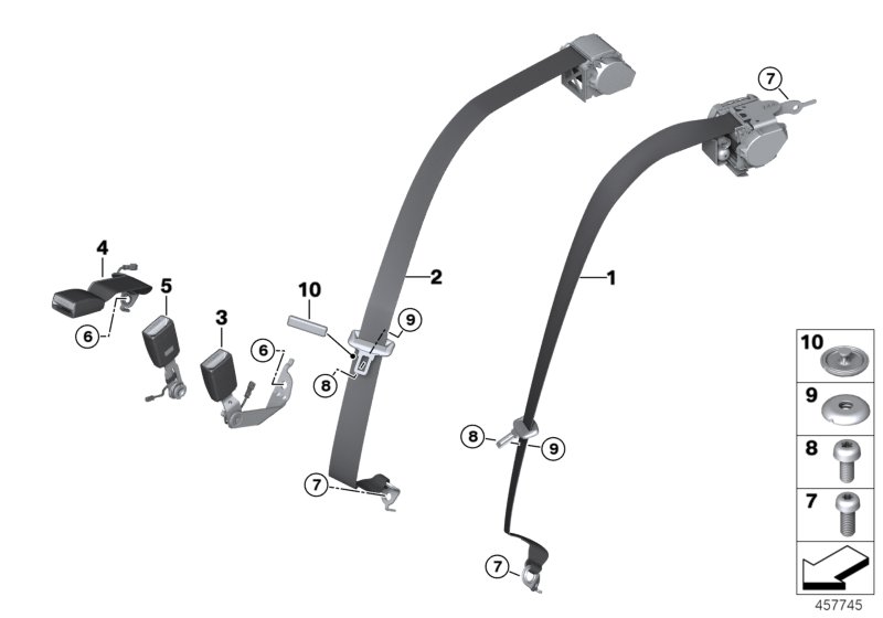 Safety belt, rear