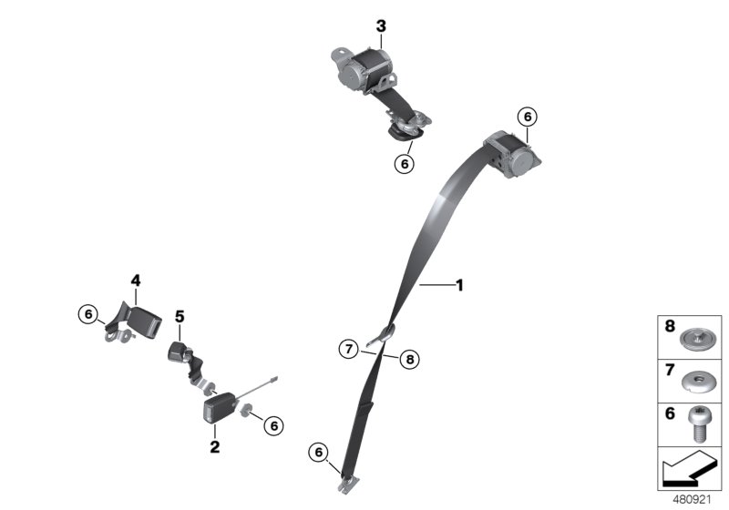Safety belt, rear