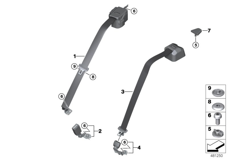 Safety belt, rear