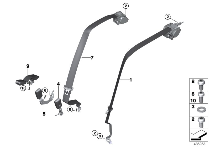 Safety belt, rear