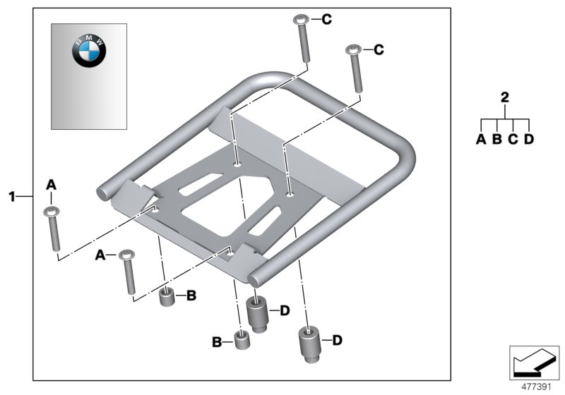 Set, Top Case carrier, aluminium
