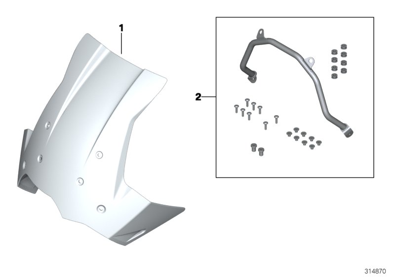 Touring windshield with mounting