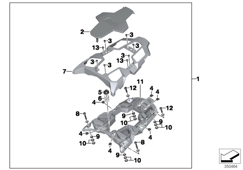 Set, luggage plate, rear seat