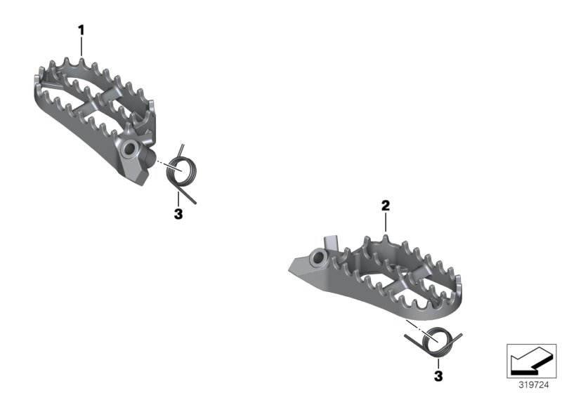 Footrests, Enduro, wide, front