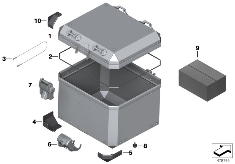 Single parts, aluminium topcase