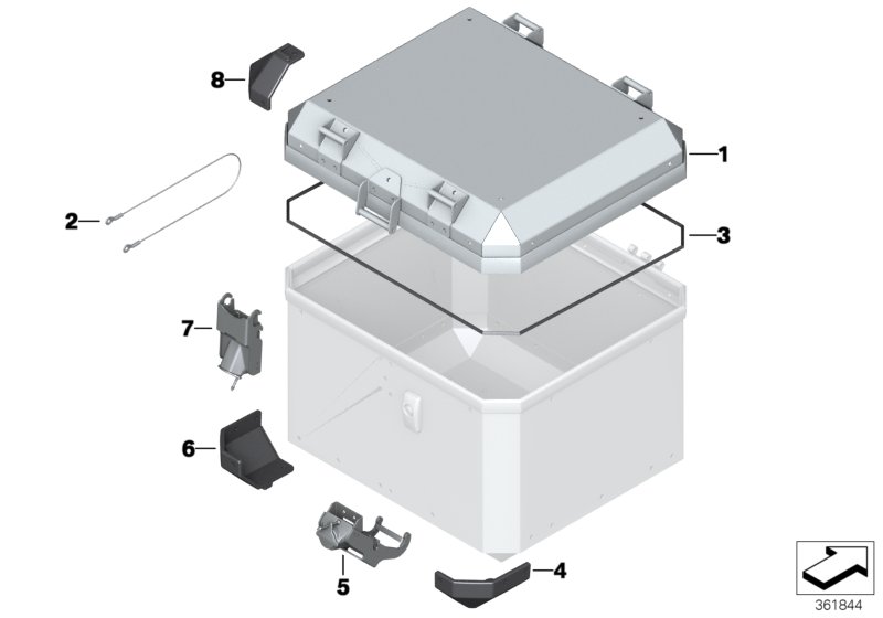 Single parts, aluminium topcase