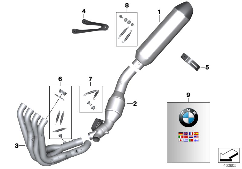 Separate parts, HP titanium exh. system
