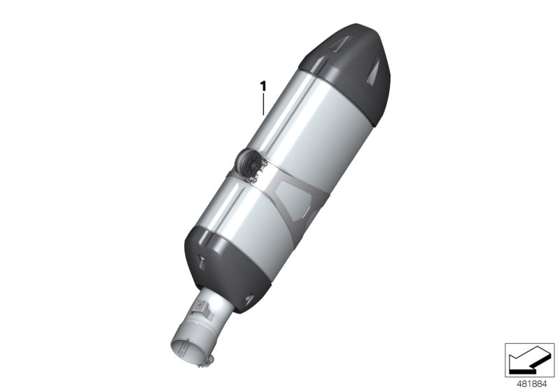 Rear silencer, chrome-plated