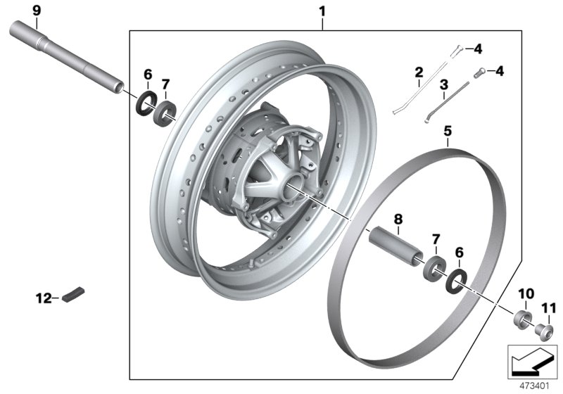 Spoked wheel, front