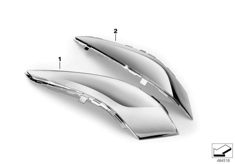 Trim for case lid chrome-plated