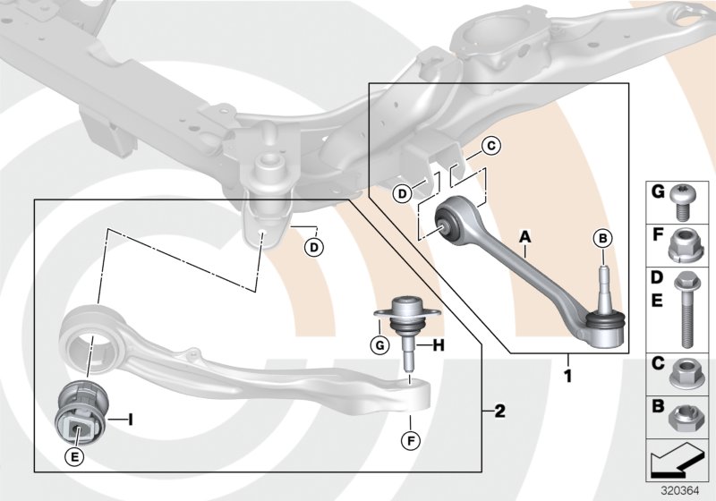 Repair kit, trailing links and wishbones