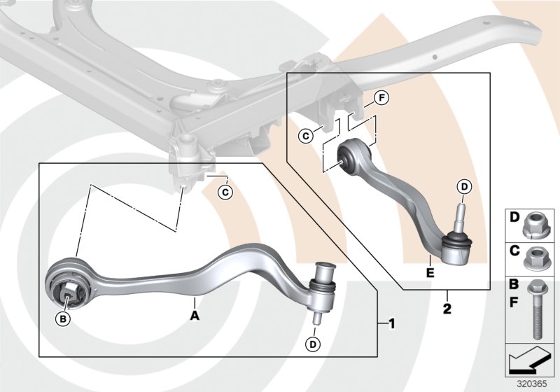 Repair kit, trailing links and wishbones