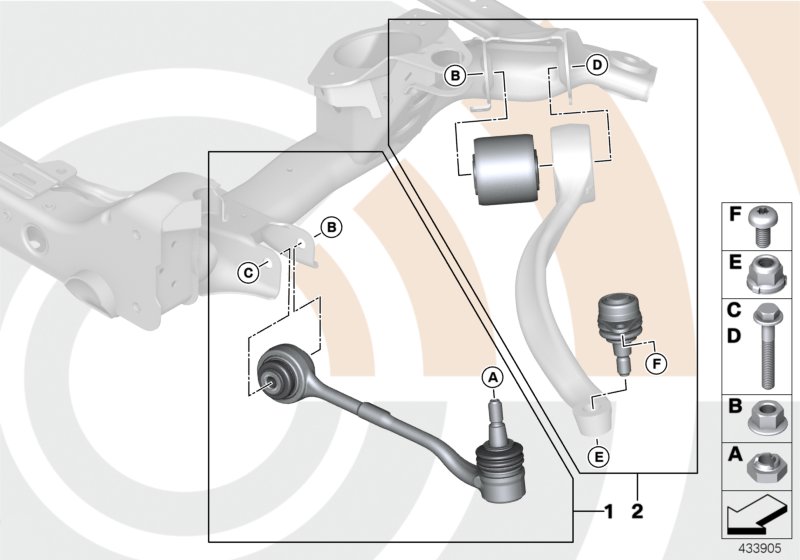 Repair kit, trailing links and wishbones