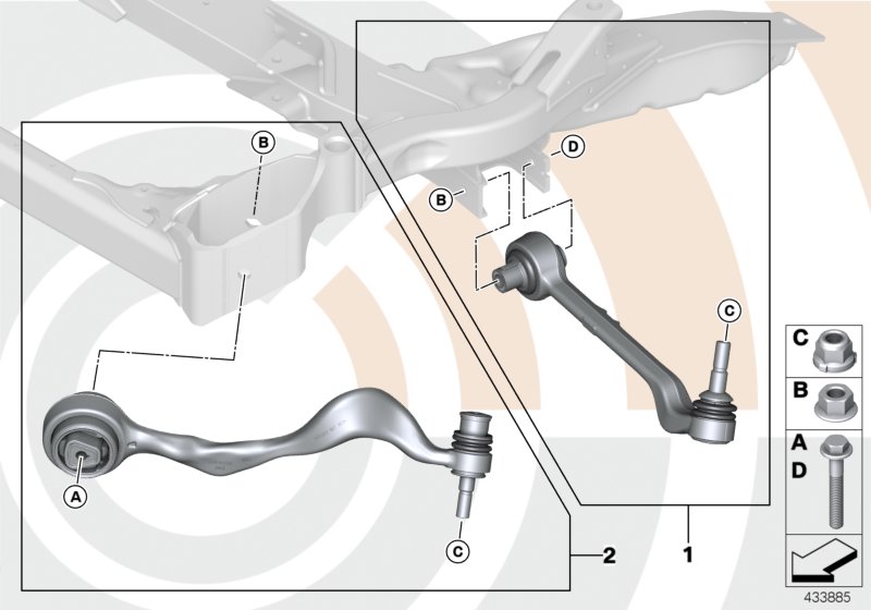 Repair kit, trailing links and wishbones