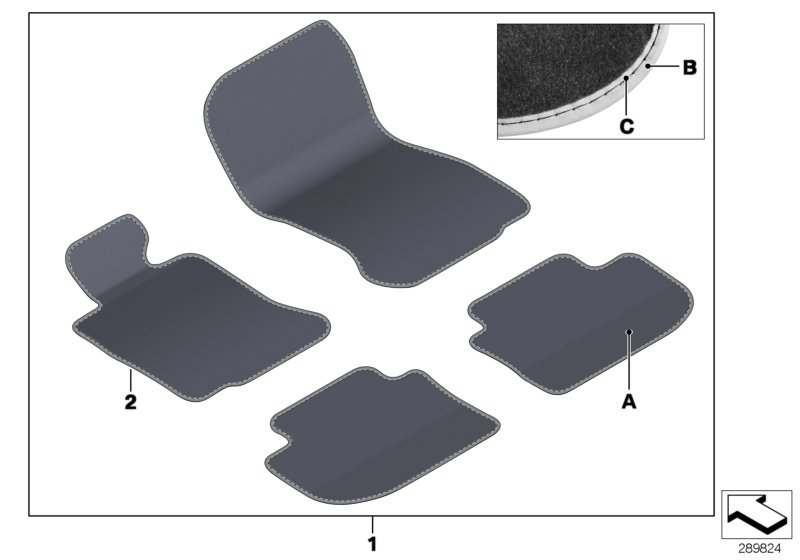 Individual floor mats, Leather border