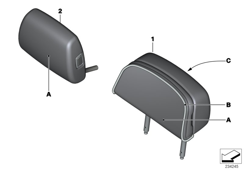 Ind. headrest, comfort seat, rear