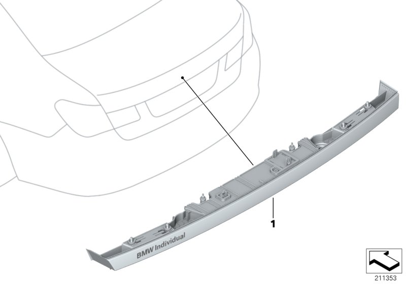 Individual handle strip, rear lid