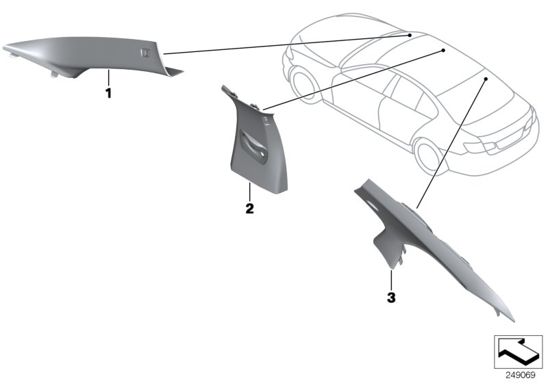 Indiv. A-, B-, C-pillar trim panel